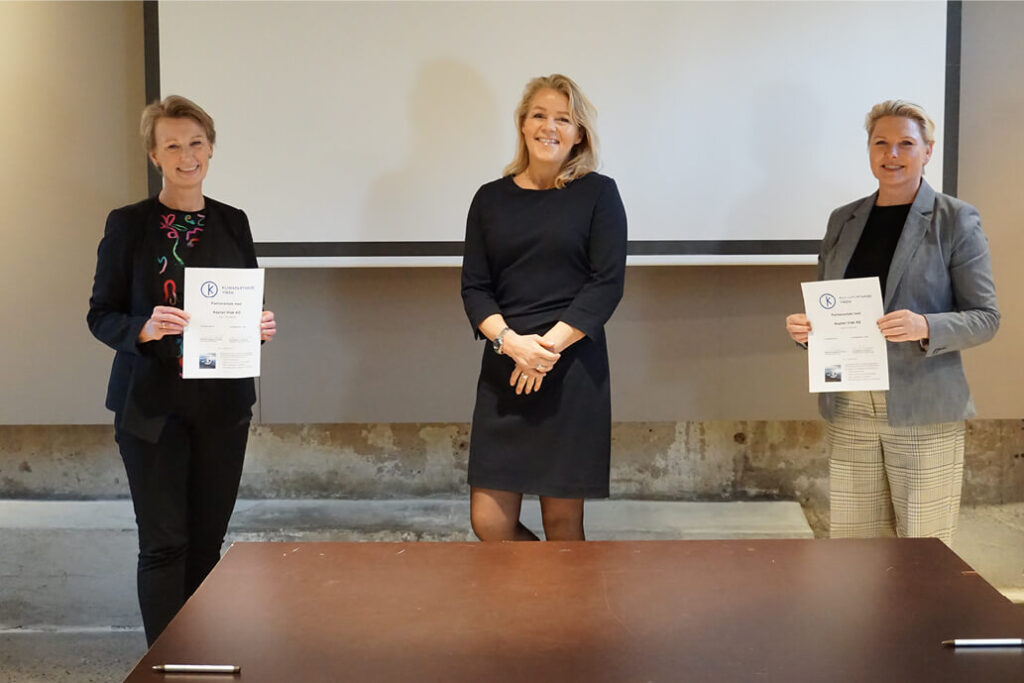 Elisabeth Heggelund Tørstad (adm.dir. i Asplan Viak), Stine Nygaard (Daglig leder Klimapartnere Viken) og Anne Beathe Tvinnereim (Fylkesråd for plan, klima og miljø i Viken.