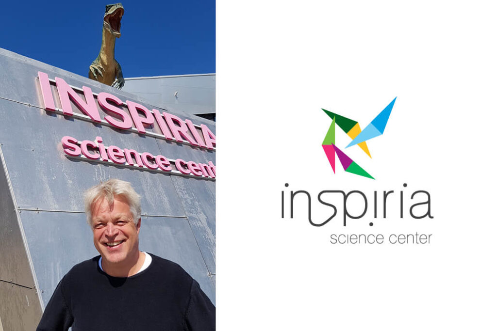 Portrett og logo. Geir Endregard, administrerende dirktør for Inspiria Science Center
