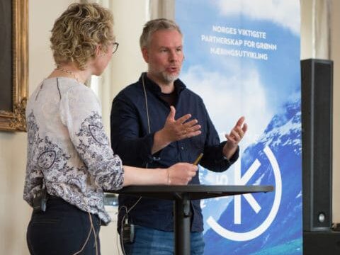 Hogne Nersund Larsen og Ingveig Holand Wahl i samtale om klimaregnskap